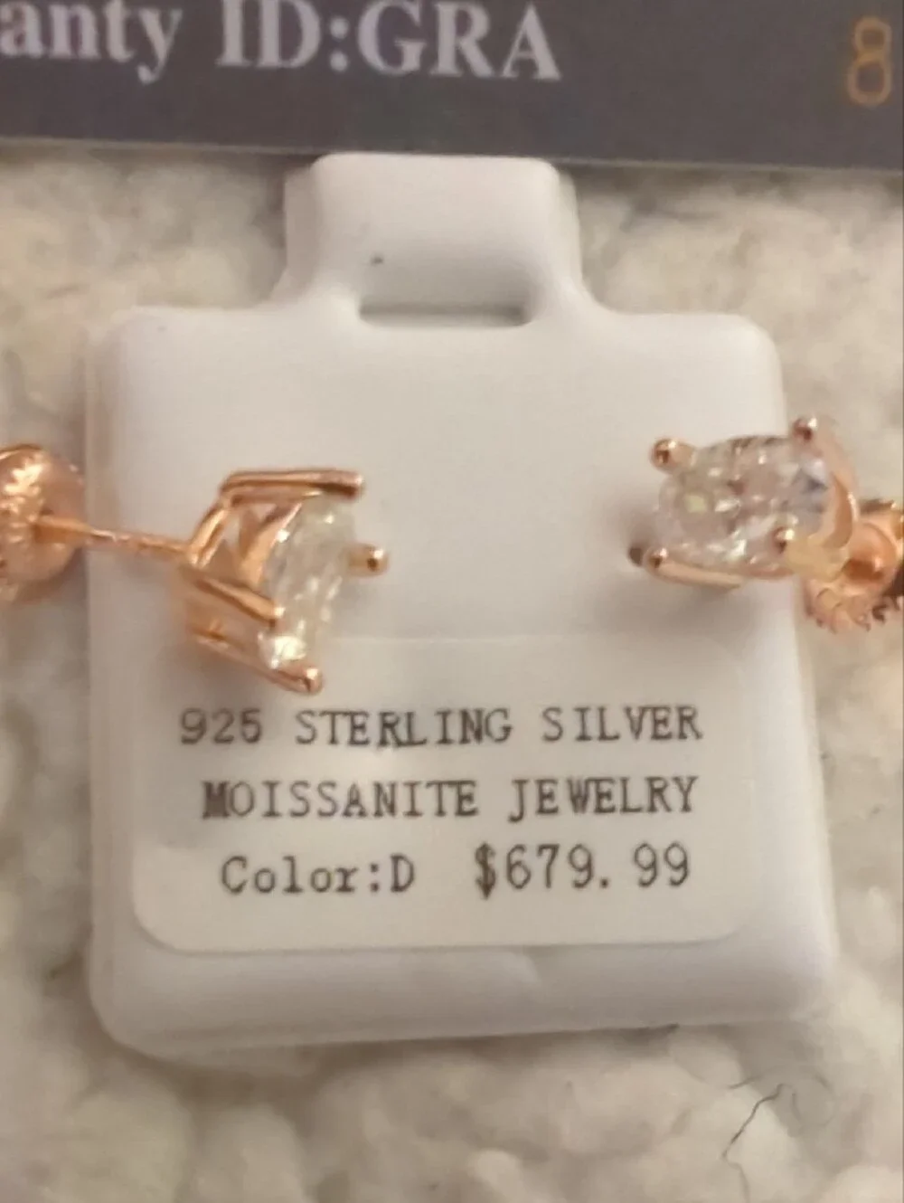 Sterling Silver Moissanite Rose Gold Stud Earrings